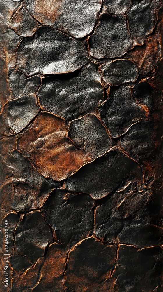 Textured black and brown surface resembling cracked or aged bark Textured black and brown surface resembling cracked or aged bark