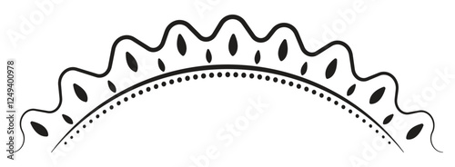 Half of sun on the horizon, skyline view, black line vector, monochrome minimal illustration of sunset, sunrise