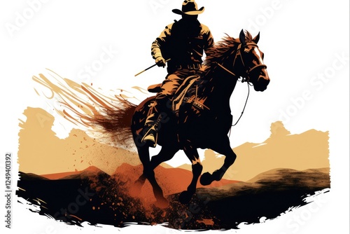 Wild West Rodeo: Collection of Bronc Rider Silhouettes in Dangerous and Exciting Horseback Riding Sport (AR 3:2) photo