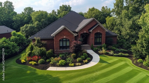 Beautifully landscaped modern home with vibrant gardens and lush greenery in ...