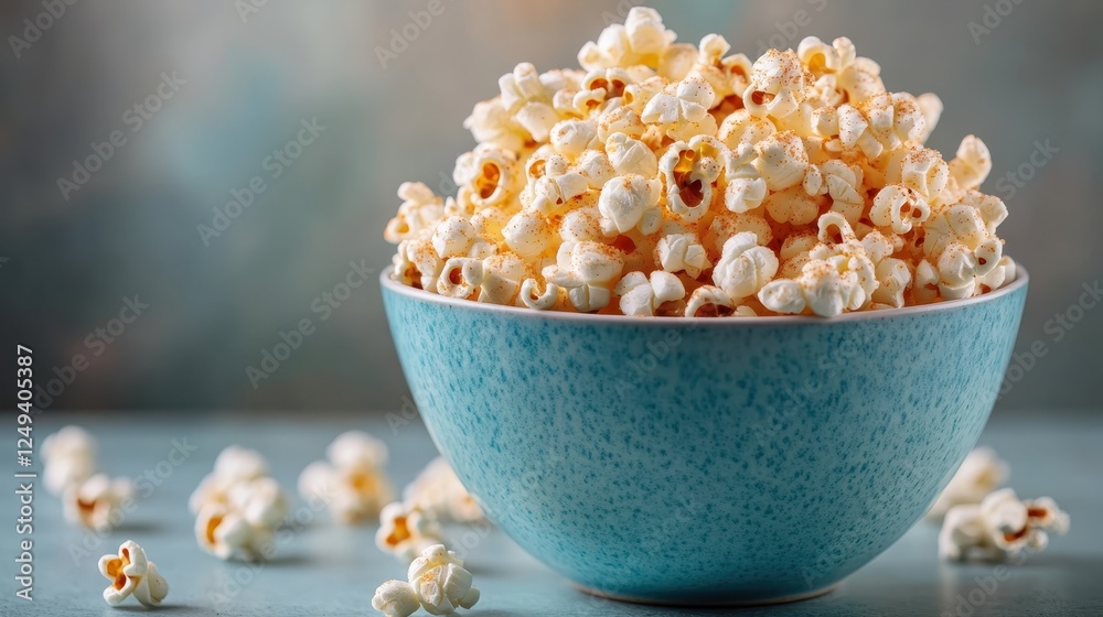 A vibrant bowl filled with fluffy popcorn sits invitingly against a soft background, perfect for movie nights or casual gatherings, enhancing the joyful ambiance. A vibrant bowl filled with fluffy popcorn sits invitingly against a soft background, perfect for movie nights or casual gatherings, enhancing the joyful ambiance.