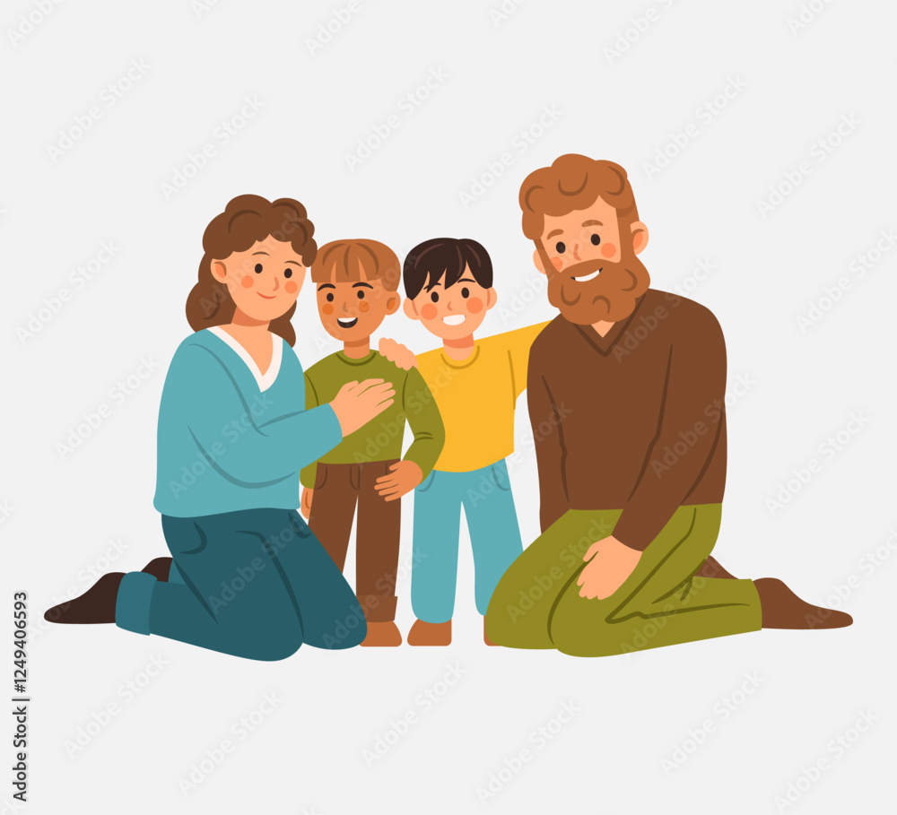 Happy Family with Two Parents and Children Happy Family with Two Parents and Children