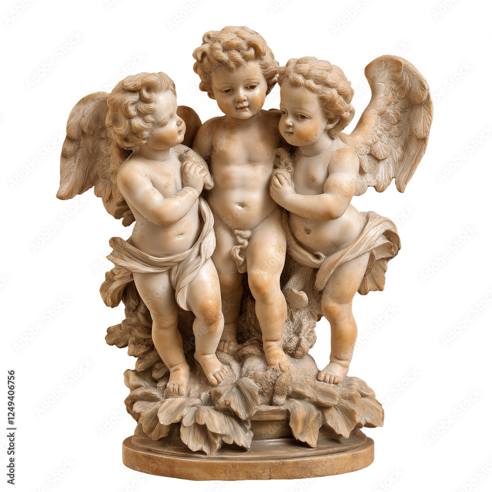 cherubs marble statue isolated on transparent background cherubs marble statue isolated on transparent background
