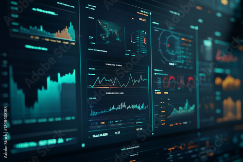 Wallpaper Mural Glowing graph and charts, abstract background generated with AI Torontodigital.ca