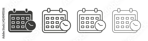 Calendar clock icons set vectors graphic designs