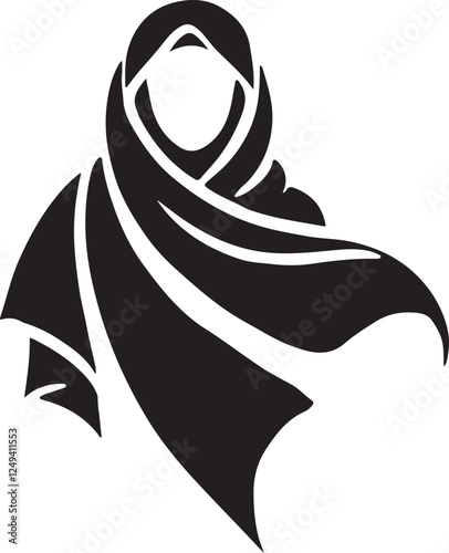 Silhouette of a pashmina shawl in vector EPS format. Perfect for fashion, accessories, luxury, traditional wear, and elegant design projects.