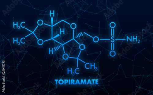 Topiramate molecular structure with highlighted bonds and atoms