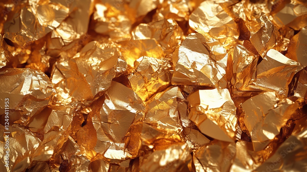 Abstract Background Shiny, Reflective, And Wrinkled Gold Foil Texture Dynamic Lighting High Detail Abstract Background Shiny, Reflective, And Wrinkled Gold Foil Texture Dynamic Lighting High Detail