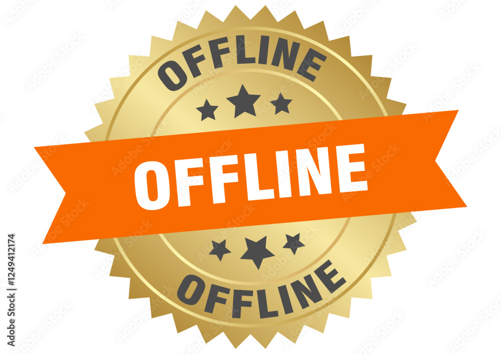 offline. offline round orange and gold label isolated on transparent background offline. offline round orange and gold label isolated on transparent background