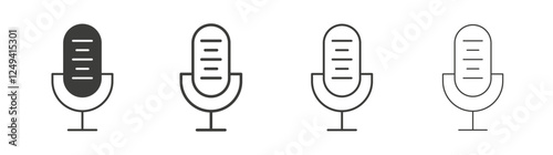 Microphone icons set vectors graphic designs