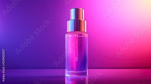 A bottle of perfume placed elegantly on a wooden table with soft lighting and decor