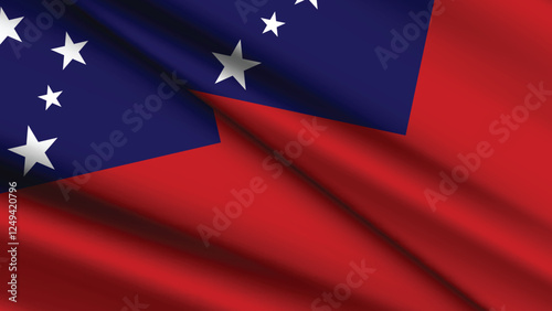 National Background of SAMOA Featuring Two Wavy Flags