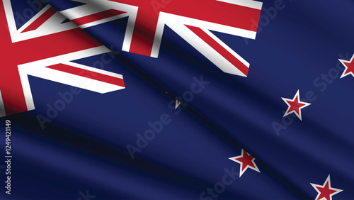 National Background of NEW ZEALAND Featuring Two Wavy Flags