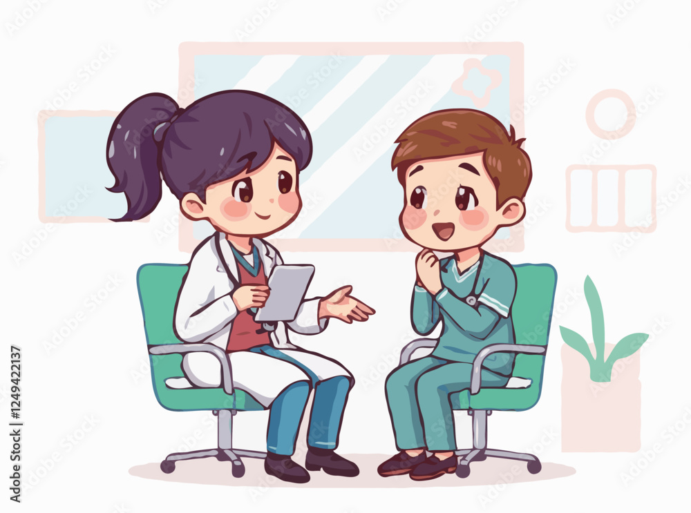 Illustration of Doctor-Patient Interactions in a Clinic Setting Illustration of Doctor-Patient Interactions in a Clinic Setting