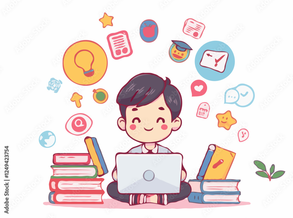 Educational Online Courses Concept with Learning Symbols Educational Online Courses Concept with Learning Symbols