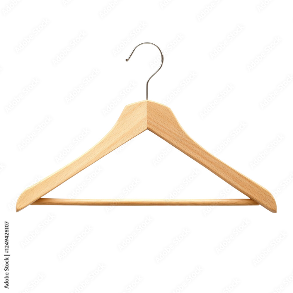 A wooden hanger ona detailed photograph with sharp focus, high resolution, and high definition. transparent background png