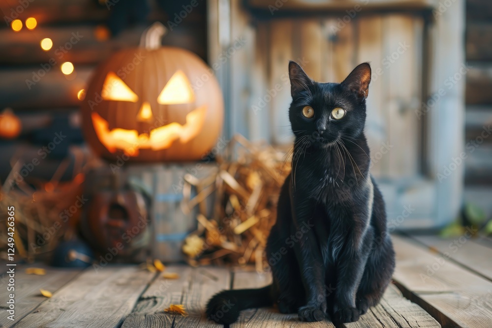Black cat, a sign of Halloween.Black cat, orange pumpkins, scary spider.Backgrounds for cards, notebook covers, screensavers on the phone Black cat, a sign of Halloween.Black cat, orange pumpkins, scary spider.Backgrounds for cards, notebook covers, screensavers on the phone