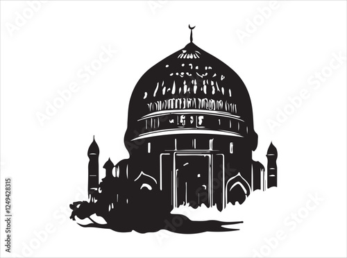 Islamic Mosque Silhouette with Ornate Minarets at Dusk
