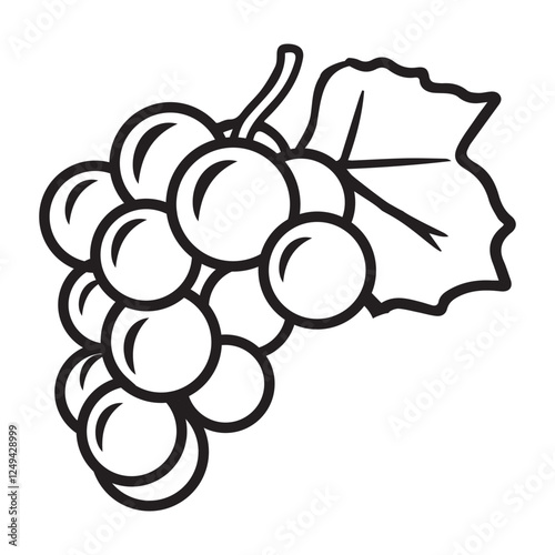 Black and white illustration of grape cluster