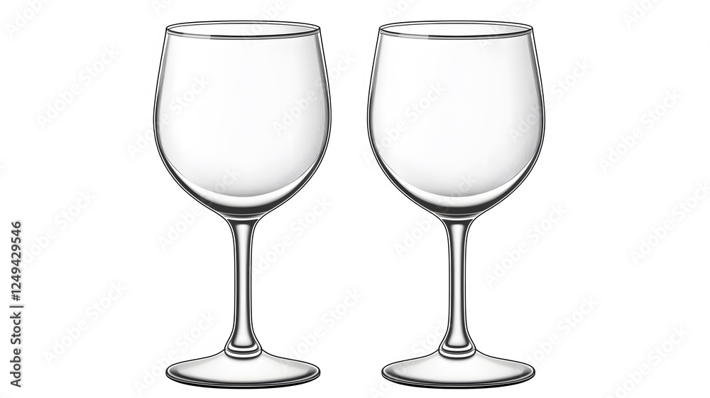 Fototapeta premium A pair of elegant wine glasses, isolated with no background