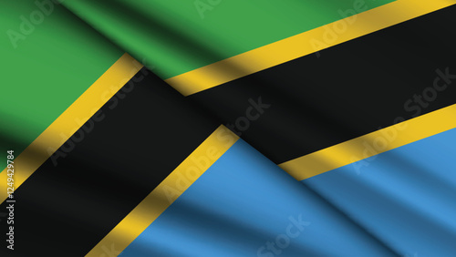 National Background of TANZANIA Featuring Two Wavy Flags