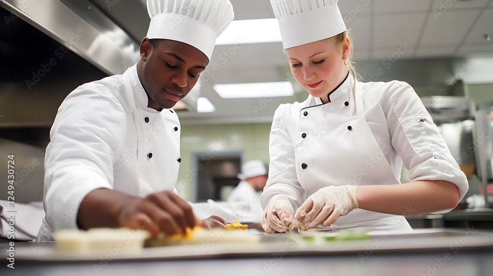 Culinary Teamwork: Chefs Preparing a Meal Culinary Teamwork: Chefs Preparing a Meal