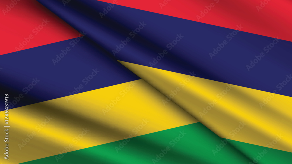 National Background of MAURITIUS Featuring Two Wavy Flags National Background of MAURITIUS Featuring Two Wavy Flags