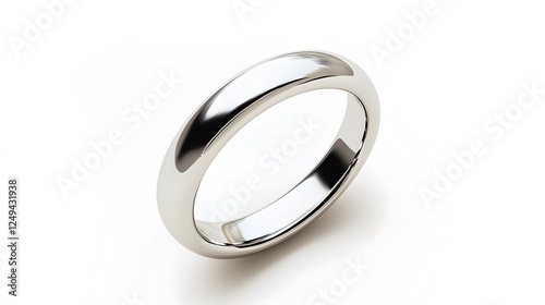A silver wedding ring, isolated against a pure white background
