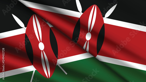 National Background of KENYA Featuring Two Wavy Flags