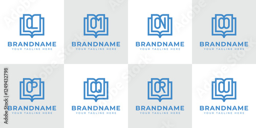 Letters OL OM ON OO OP OQ OR OU Book Logo, symbolizing knowledge, education, and growth