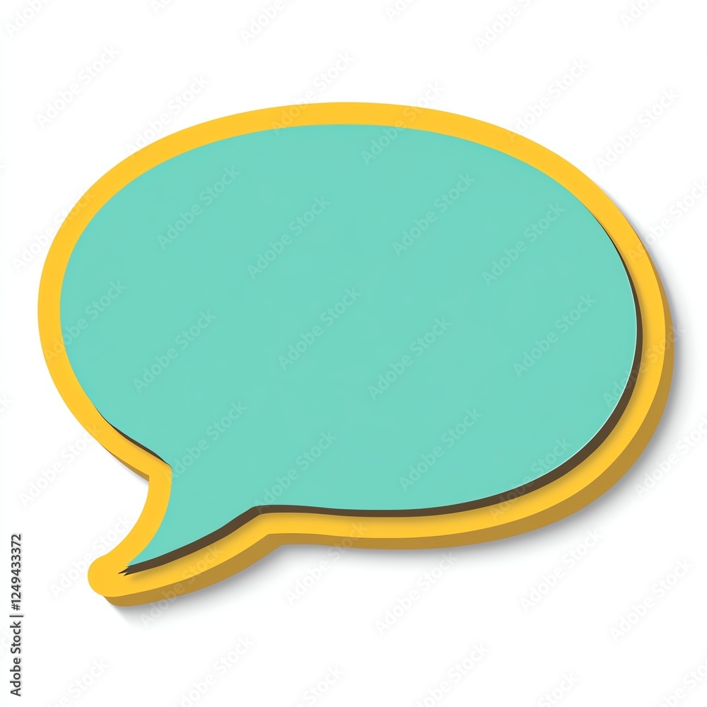 A colorful speech bubble icon featuring a turquoise interior and a yellow outline, symbolizing communication and dialogue. A colorful speech bubble icon featuring a turquoise interior and a yellow outline, symbolizing communication and dialogue.