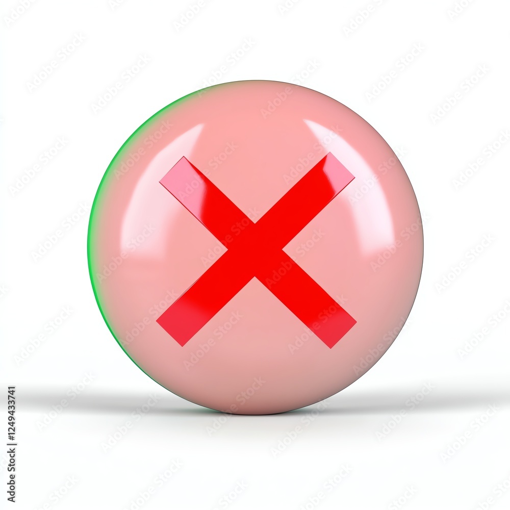 Fototapeta premium A glossy, pink sphere with a red 