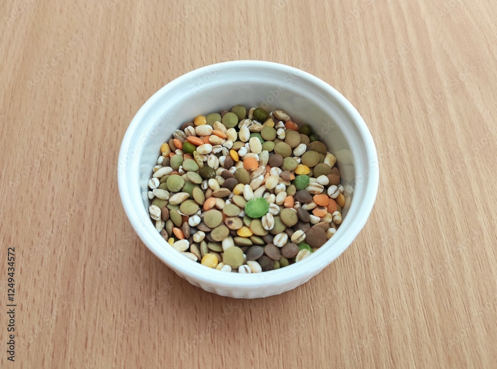 Mix of legumes and barley on the table. Healthy eating. Mix of legumes and barley on the table. Healthy eating.