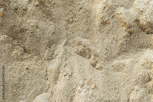 Close-up of fine textured beach sand showing subtle shadows and patterns