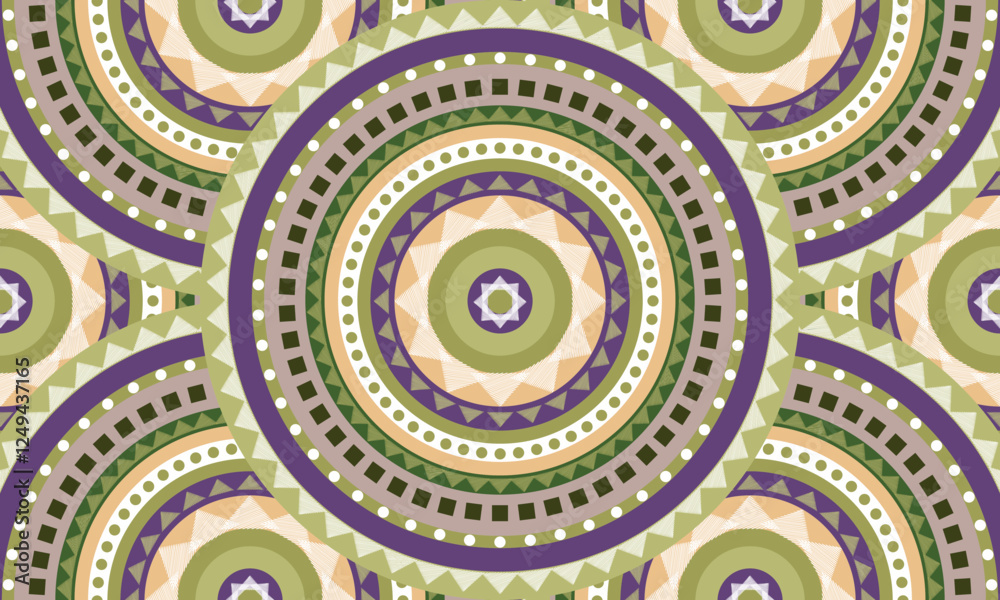 Fototapeta premium Abstract repeat ethnic circle pattern, seamless pattern