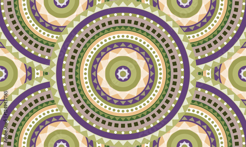 Abstract repeat ethnic circle pattern, seamless pattern