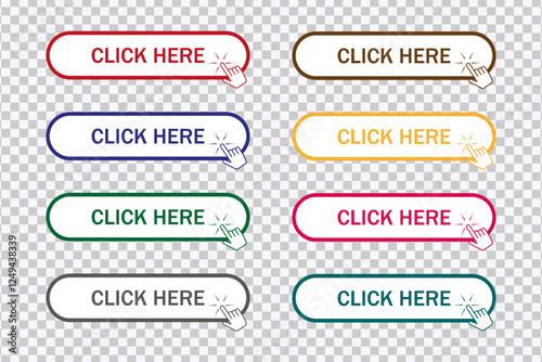 "Interactive 'Click Here' button with hand icon for call-to-action."