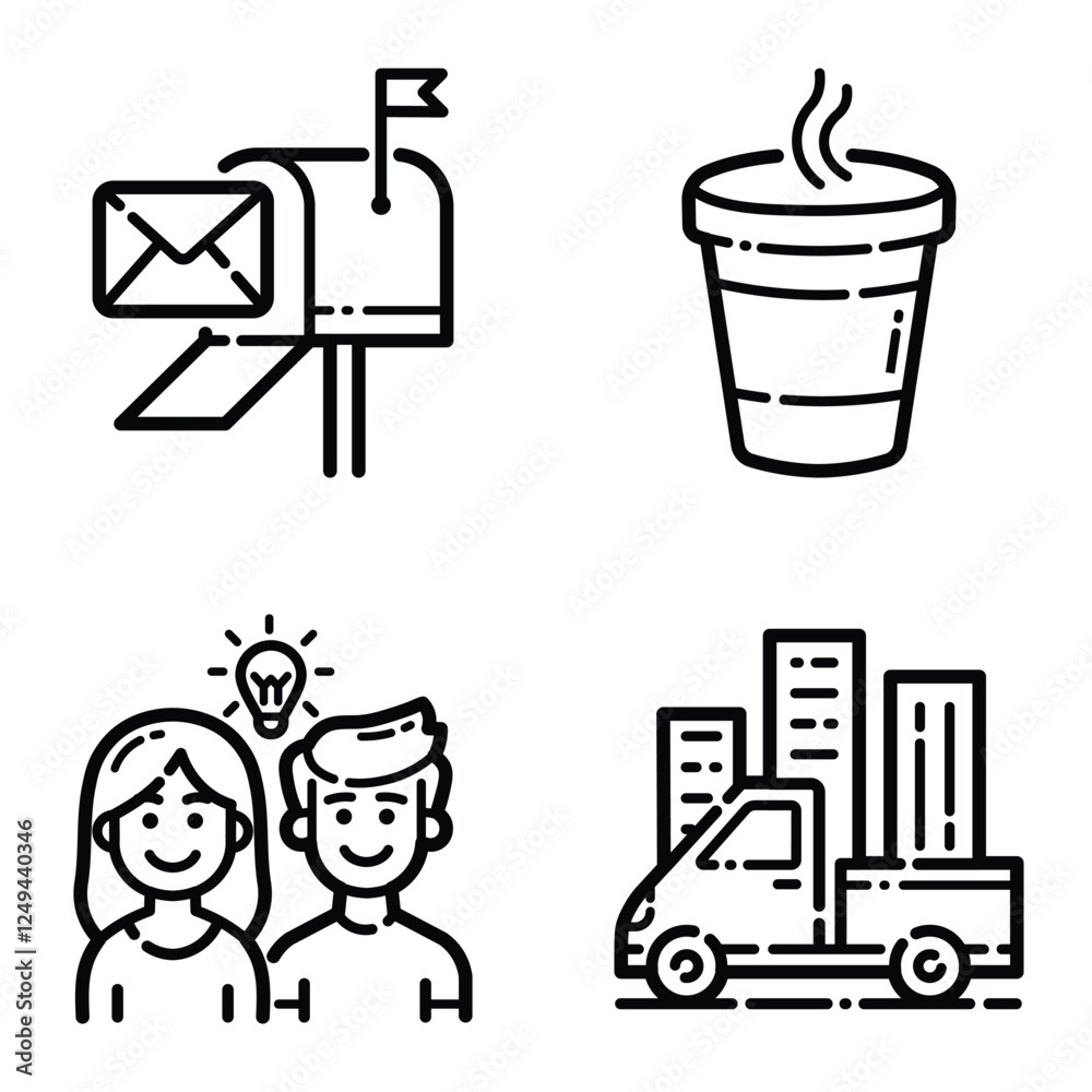 Essential Flat Icon Set Isolated On White Background Essential Flat Icon Set Isolated On White Background