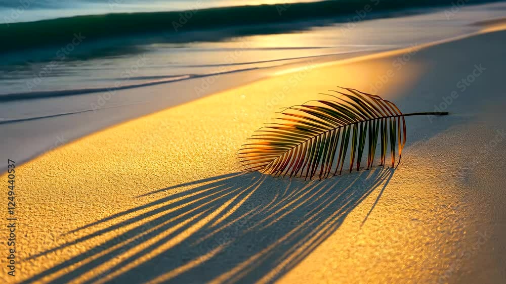 custom made wallpaper toronto digitalSunset reflection on beach with palm leaf