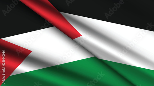 National Background of PALESTINE Featuring Two Wavy Flags