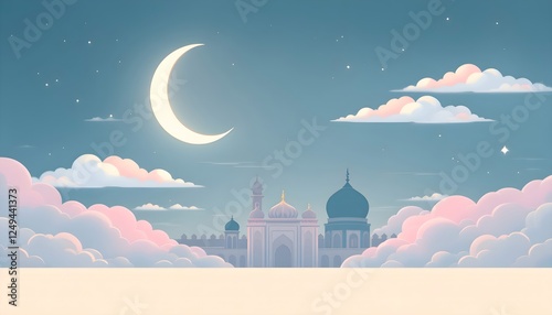 Beautiful Islamic Mosque Vector Illustration Background for Banner
