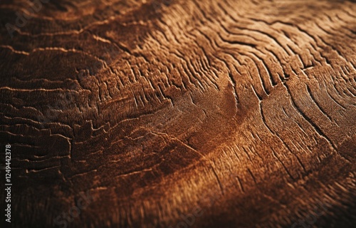 Detailed close-up of aged dark wood grain photo