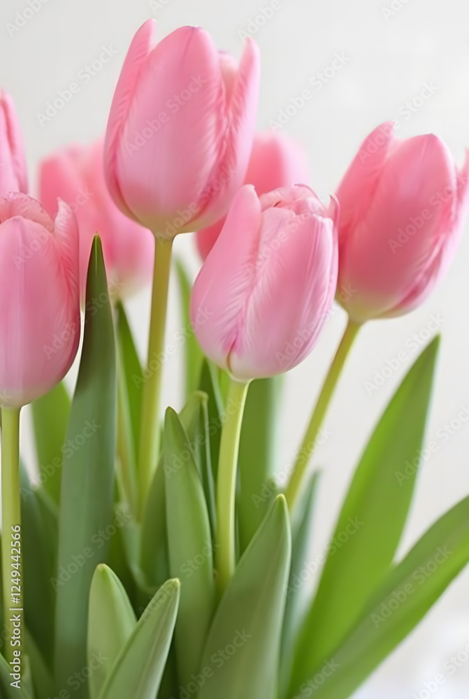 Fototapeta premium Delicate Pink Tulip Bouquet for a Joyful Spring Celebration, Perfect for Weddings, Events, and Home Decor