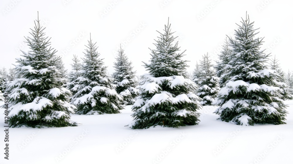 Snow covered evergreen trees on a cold hillside - A serene winter scene featuring snow-laden evergreen trees, symbolizing tranquility, nature, cold, beauty, and resilience. Snow covered evergreen trees on a cold hillside - A serene winter scene featuring snow-laden evergreen trees, symbolizing tranquility, nature, cold, beauty, and resilience.