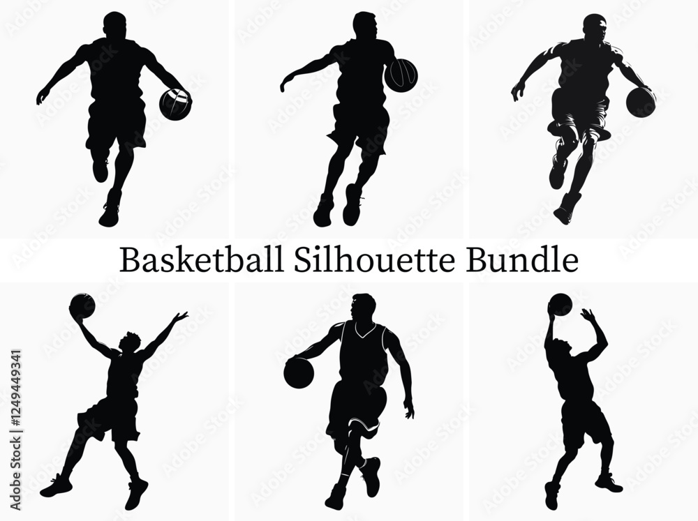 Basketball Player Silhouette Bundle in Action Basketball Player Silhouette Bundle in Action