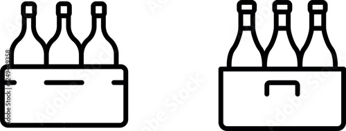 Elegant Box with Bottles of Wine Vector Icons – Stylish Wine Packaging and Storage Symbols for Vintners and Gifting