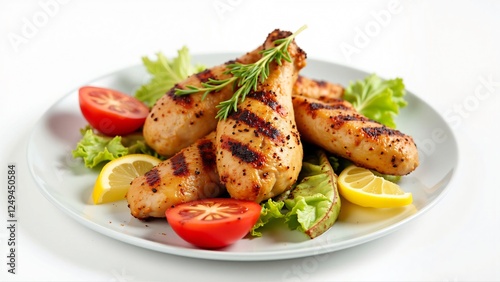 Grilled Chicken Drumsticks with Lemon and Tomato Salad