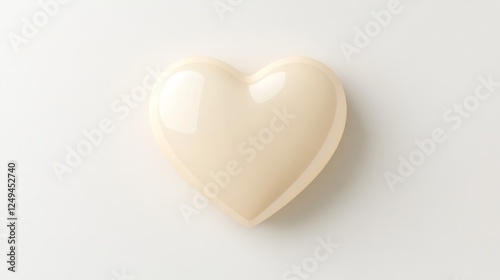 Soft Cream Colored Heart Shape - A soft cream colored heart shape with a glossy finish, set against a light background, perfect for themes of love and affection.