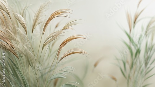 Soft grassy plumes in a delicate and natural setting with muted colors