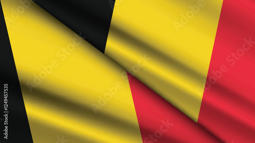 National Background of BELGIUM Featuring Two Wavy Flags